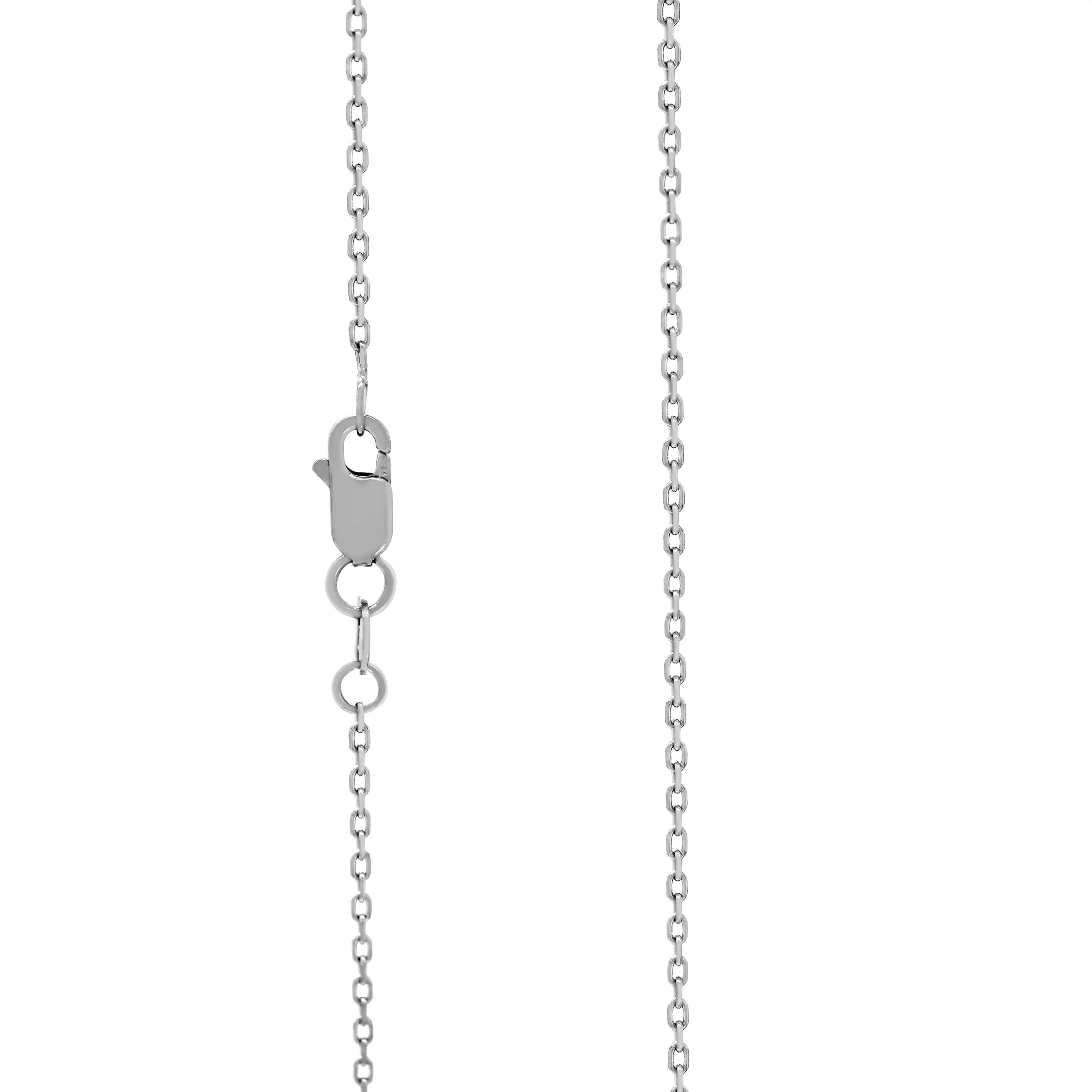 A product photo of a silver forzatina chain for a pendant on a blank white background. The chain has classic, 40 gauge oval-shaped links.