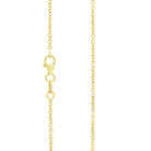 A product photo of a 9k yellow gold chain for a pendant on a blank white background. The chain has classic, 40 gauge ovoid-shaped rolo links.